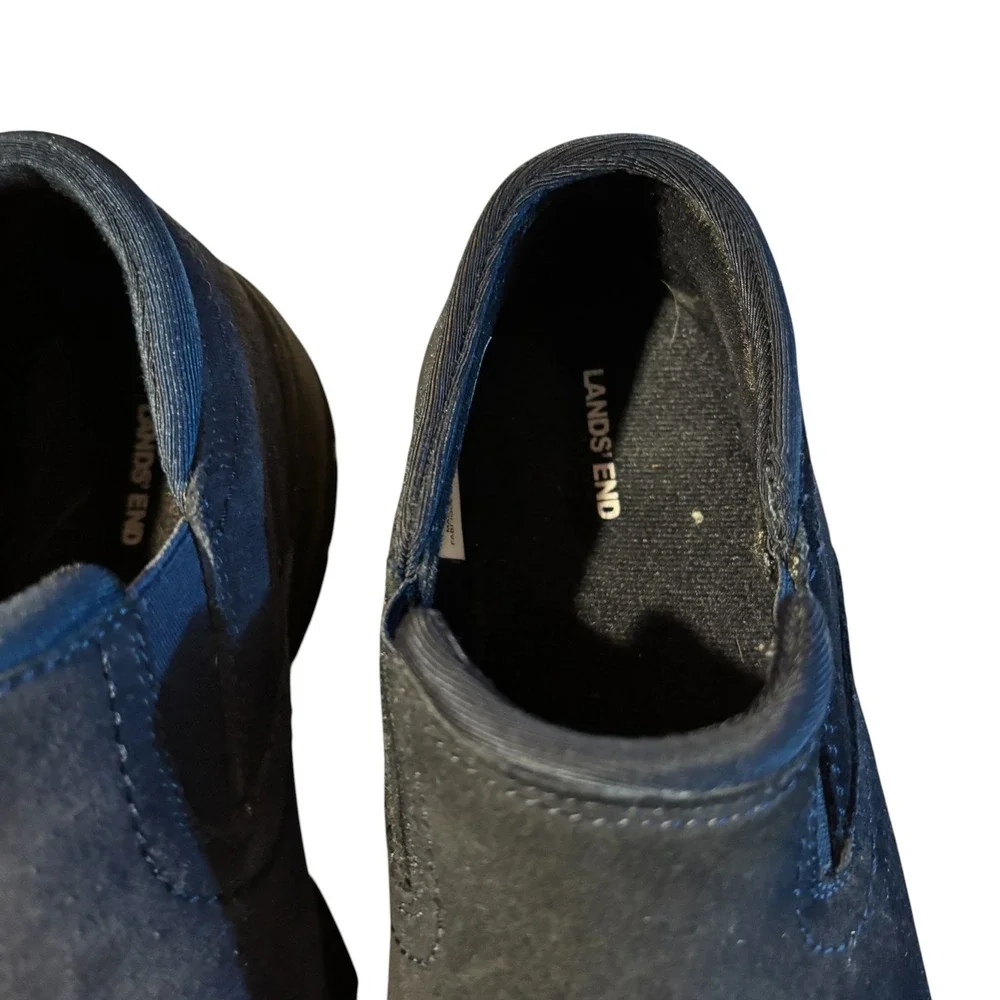 Lands End Womens Navy Blue Suede All Weather Slip On Loafers Shoes 7D 444684